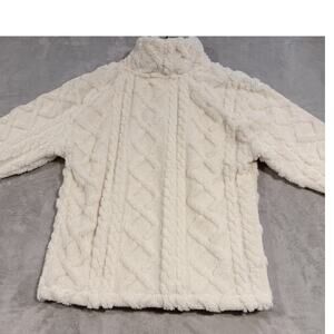 EDDIE BAUER Cable Fleece Pullover Ivory Women size Small (NEW)